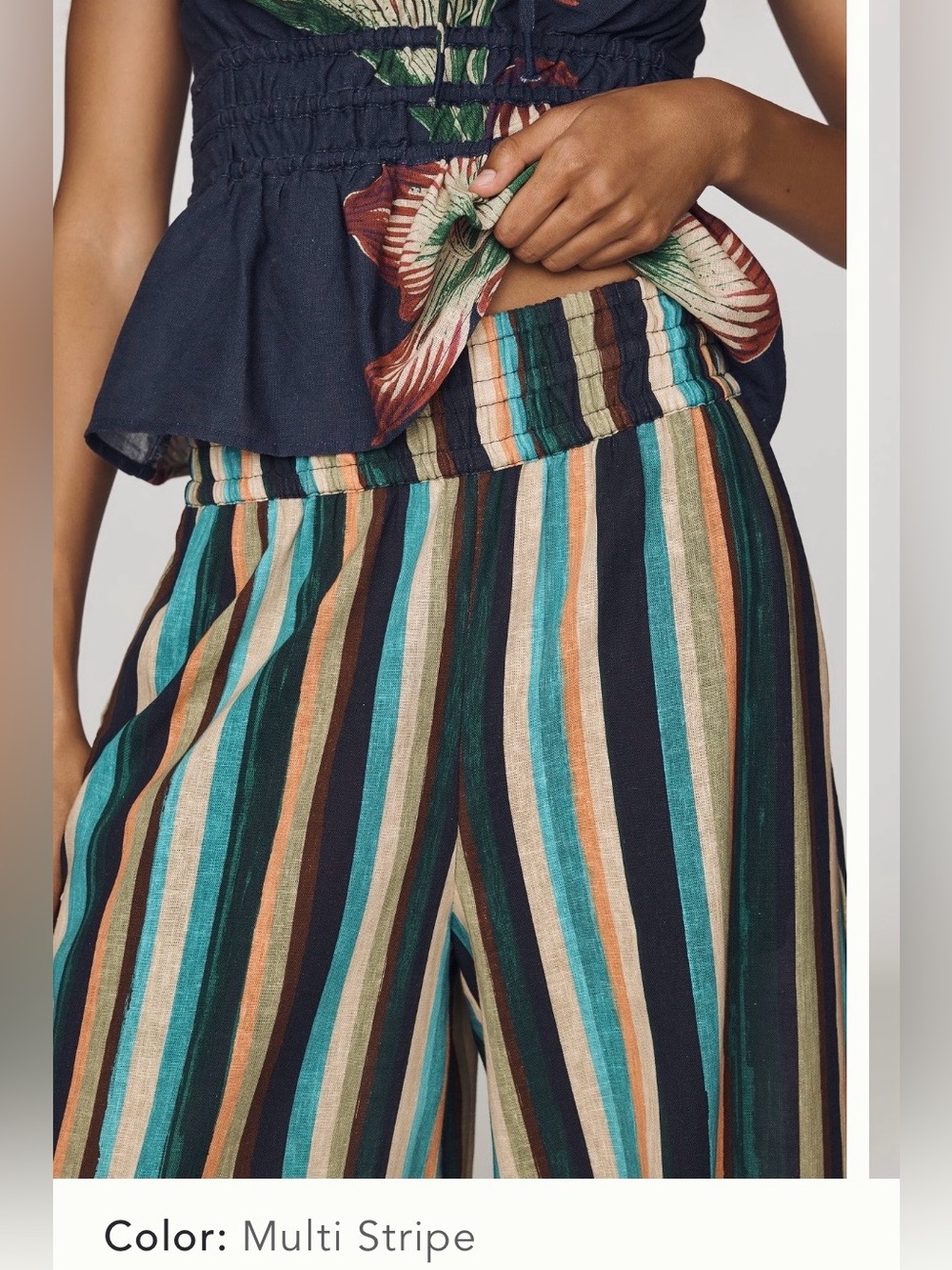 NWT ANTHROPOLOGIE MULTI STRIPE LINEN BLEND SOMERSET PANTS. SIZE S. - Picture 16 of 17